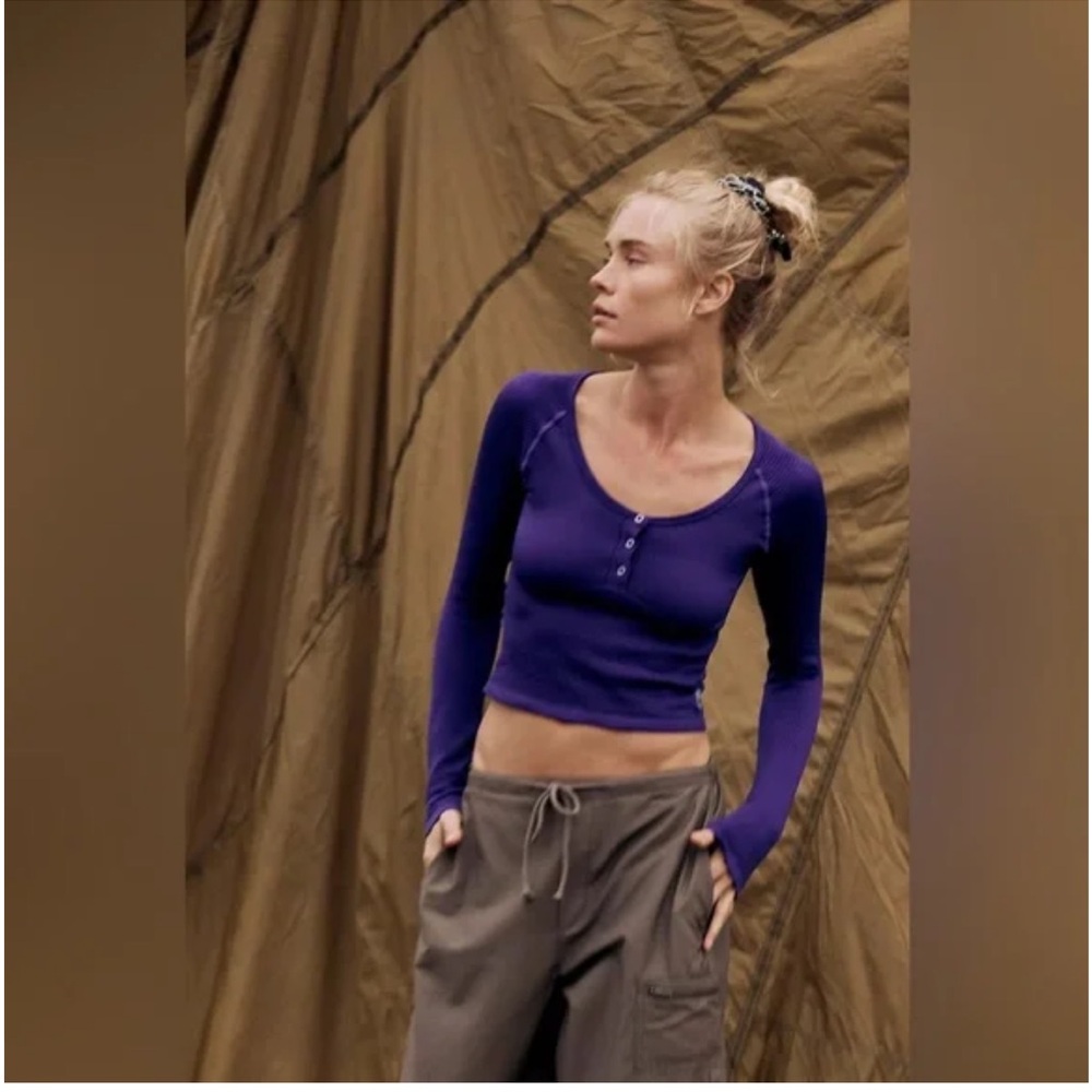 Free People Long Sleeve Bail Out in Deep Amethyst
